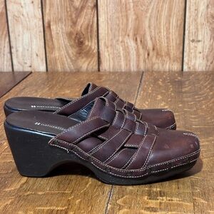 Naturalizer Y2K Brown‎ Leather Womens Slide Mule Shoe - Size 10